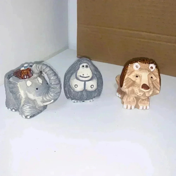 Mid Century Lion, Gorilla and Elephant Pottery Sculptures  Vintage Japan… - Picture 1 of 9